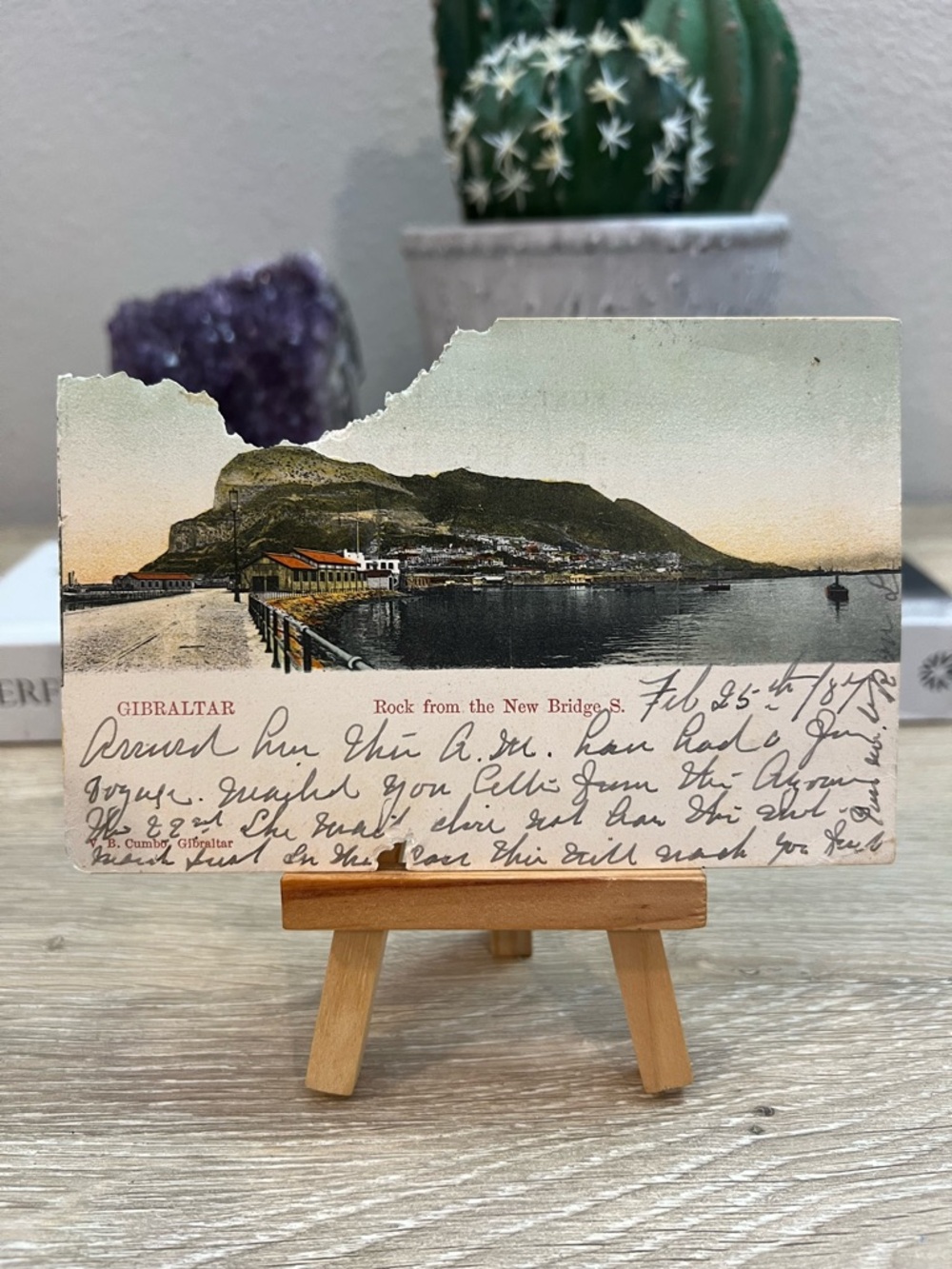 Antique 1907 Gibraltar Rock From New Bridge Posted Penny Stamp Postcard